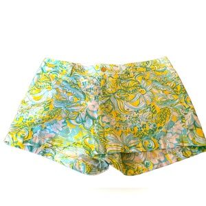 Women’s Lily Pulitzer Callahan Short Sz14 100% Cotton Grn/Ylw